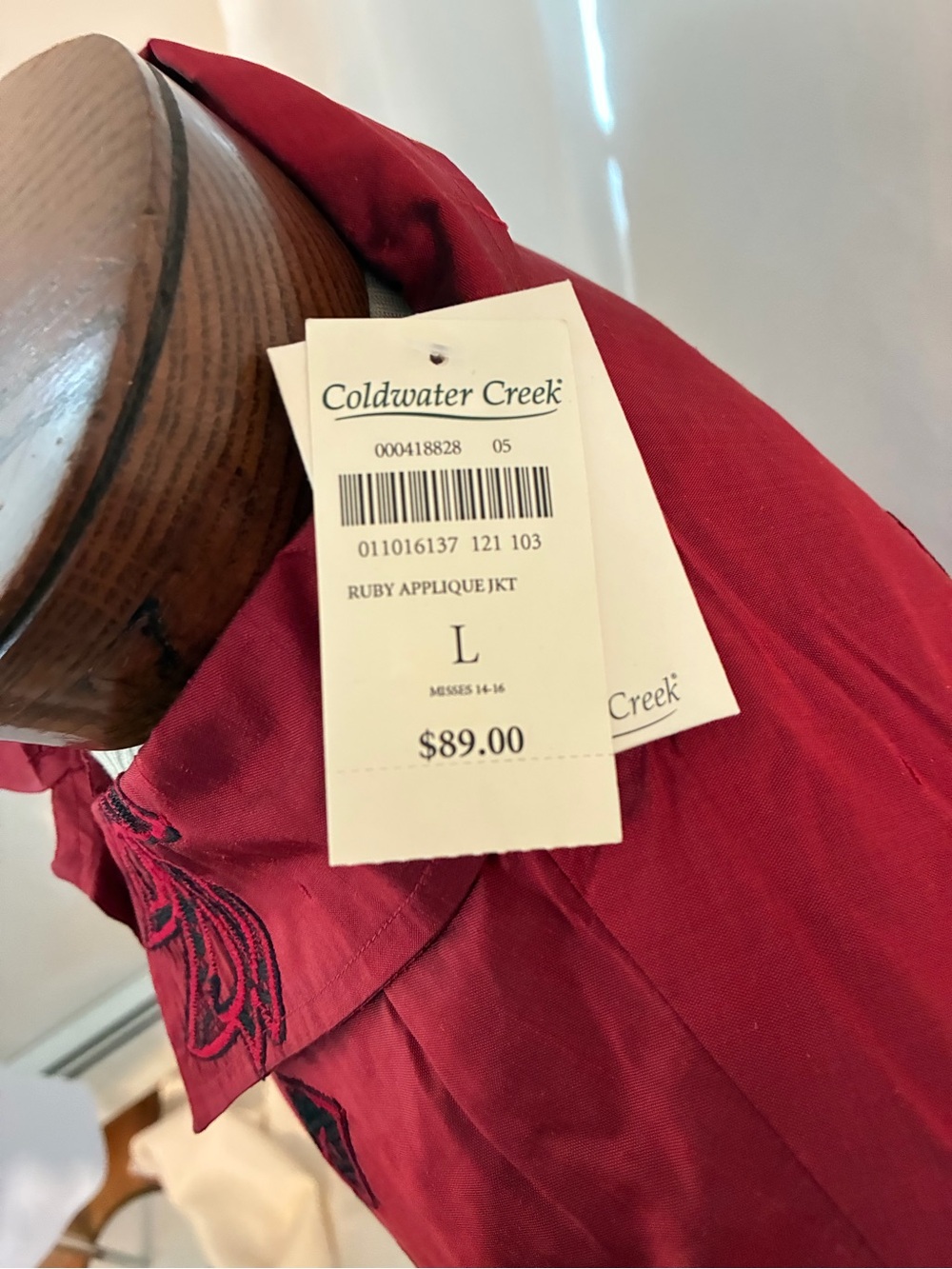 Coldwater Creek Red Embroidered Button-Front Jacket - Picture 2 of 5